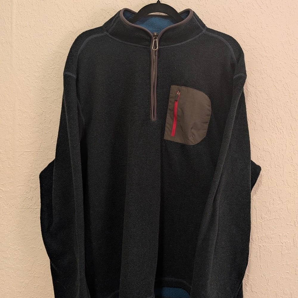Mens GH Bass Navy Blue Quarter Zip Fleece XL Good Explorer Pullover Cinch Waist